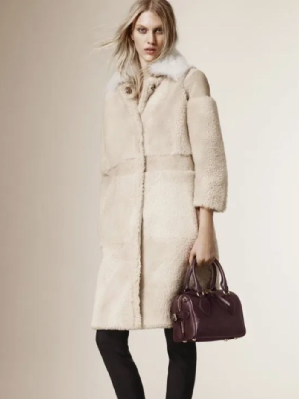 Burberry Prorsum Shearling Coat Size 36